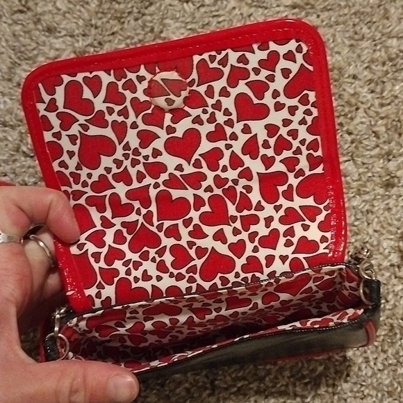 Brighton Vintage Red and White Heart Crossbody Bag Mini - Picture 4 of 4